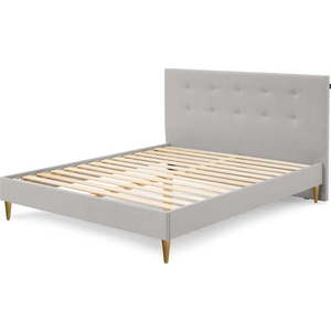 Světle šedá čalouněná dvoulůžková postel s roštem 180x200 cm Rory – Bobochic Paris obraz