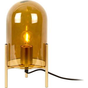 Hořčicově žlutá skleněná stolní lampa Leitmotiv Bell, výška 30 cm obraz