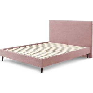 Růžová čalouněná dvoulůžková postel s roštem 180x200 cm Anja – Bobochic Paris obraz