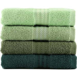 Sada 4 zelených bavlněných ručníků Foutastic, 50 x 90 cm obraz