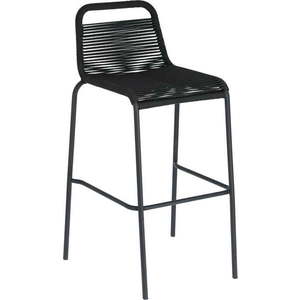 Černá barová židle s ocelovou konstrukcí Kave Home Glenville, výška 74 cm obraz