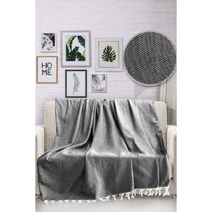 Černý bavlněný přehoz přes postel Viaden HN, 170 x 230 cm obraz