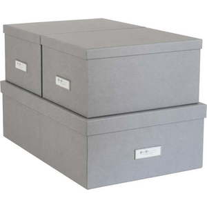 Sada 3 šedých úložných krabic Bigso Box of Sweden Inge obraz