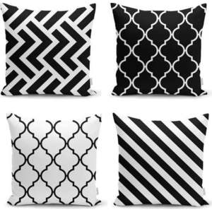 Sada 4 povlaků na polštáře Minimalist Cushion Covers BW Graphic Patterns, 45 x 45 cm obraz