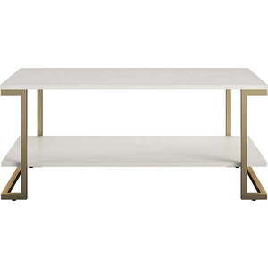 Konferenční stolek v bílo-zlaté barvě CosmoLiving by Cosmopolitan Camila, 106 x 45 cm obraz