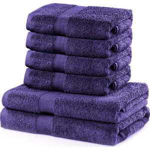 Set 2 bavlněných fialových osušek a 4 ručníků DecoKing Marina obraz