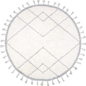 Bílo-šedý bavlněný ručně vyrobený koberec Nattiot Come, ø 120 cm obraz