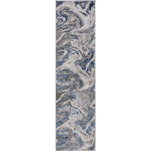 Modro-šedý běhoun Flair Rugs Marbled, 80 x 300 cm obraz