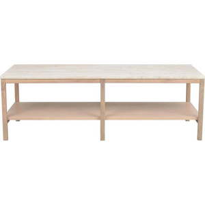 Bílý konferenční stolek s deskou z kamene 140x60 cm Orwel - Rowico obraz