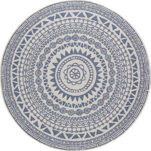 Modro-krémový venkovní koberec NORTHRUGS Coron, ø 140 cm obraz