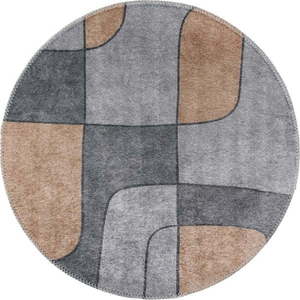 Šedý pratelný kulatý koberec ø 120 cm Yuvarlak – Vitaus obraz