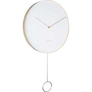 Bílé nástěnné kyvadlové hodiny Karlsson Pendulum, ø 34 cm obraz