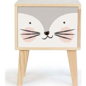 Dětský noční stolek z borovicového dřeva The Wild Hug Kitten obraz