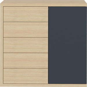 Černá nízká šatní skříň v dekoru dubu 113x113 cm Hugo - TemaHome obraz