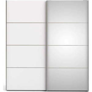 Bílá šatní skříň se zrcadlem a posuvnými dveřmi 182x202 cm Verona - Tvilum obraz