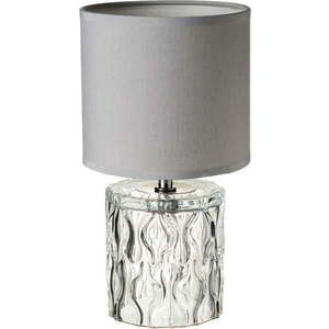 Světle šedá skleněná stolní lampa s textilním stínidlem (výška 29 cm) – Casa Selección obraz