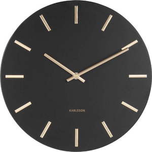 Černé nástěnné hodiny s ručičkami ve zlaté barvě Karlsson Charm, ø 30 cm obraz