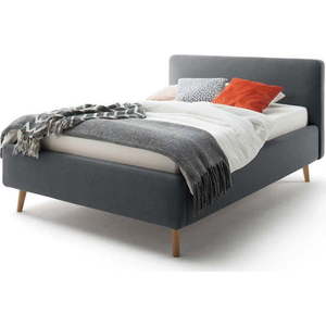 Tmavě šedá čalouněná dvoulůžková postel s úložným prostorem s roštem 140x200 cm Mattis – Meise Möbel obraz