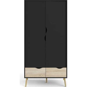Černá šatní skříň 99x200 cm Oslo - Tvilum obraz