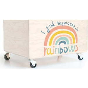 Dětský borovicový úložný box na kolečkách Folkifreckles Rainbow obraz