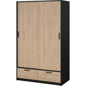 Šatní skříň v dekoru dubu s posuvnými dveřmi v černo-přírodní barvě 121x200 cm Line – Tvilum obraz