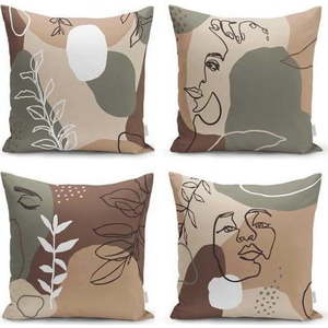 Sada 4 povlaků na polštáře Minimalist Cushion Covers Drawing Face, 43 x 43 cm obraz