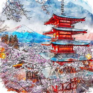 Obraz 30x30 cm Chureito Pagoda – Fedkolor obraz