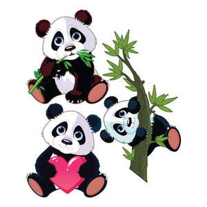 Sada 3 nástěnných dětských samolepek Ambiance Panda obraz