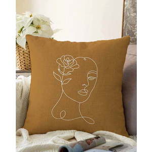 Oranžovohnědý povlak na polštář s příměsí bavlny Minimalist Cushion Covers Chenille, 55 x 55 cm obraz