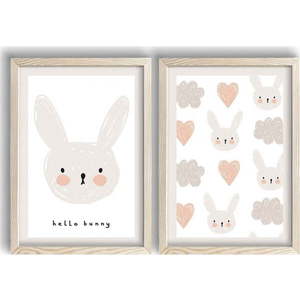 Dětské obrázky v sadě 2 ks 38x53 cm Hello Bunny – Wallity obraz