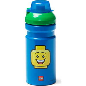 Modrá lahev na vodu se zeleným víčkem LEGO® Iconic, 390 ml obraz
