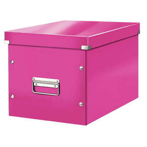 Růžový kartonový úložný box s víkem 32x36x31 cm Click&Store – Leitz obraz