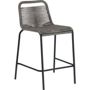 Šedá barová židle s ocelovou konstrukcí Kave Home Glenville, výška 62 cm obraz