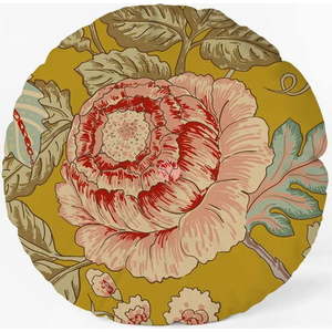Žlutý polštář Velvet Atelier Japanese Flowers, ø 40 cm obraz