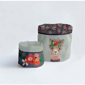 Látkové košíky v sadě 2 ks Floral Llama – Little Nice Things obraz