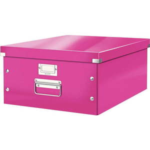 Růžový kartonový úložný box s víkem 37x48x20 cm Click&Store – Leitz obraz