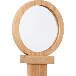 Nástěnné kosmetické zrcadlo s dřevěným rámem ø 14 cm – Hübsch obraz