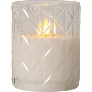 Bílá LED vosková svíčka ve skle Star Trading Flamme Romb, výška 12, 5 cm obraz
