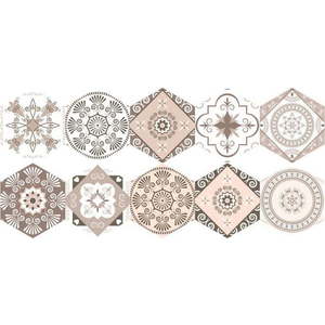 Sada 10 samolepek na podlahu Ambiance Floor Stickers Hexagons Cornalina, 40 x 90 cm obraz