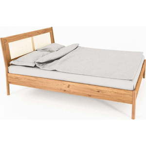 Dvoulůžková postel z dubového dřeva s ratanovým čelem 140x200 cm Pola - The Beds obraz