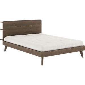 Hnědá dvoulůžková postel z borovicového dřeva s roštem 180x200 cm Retreat – Karup Design obraz