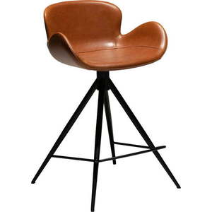 Koňakově hnědá barová židle z imitace kůže DAN–FORM Denmark Gaia, výška 87 cm obraz