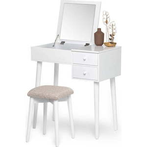Bílý toaletní stolek se zrcadlem, šperkovnicí a 2 šuplíky Bonami Essentials Beauty obraz