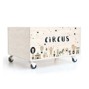 Dětský borovicový úložný box na kolečkách Folkifreckles Circus Crew obraz