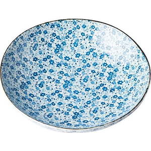 Modro-bílý keramický hluboký talíř MIJ Daisy, 600 ml obraz