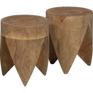 Kulaté odkládací stolky v sadě 2 ks z mangového dřeva 30x30 cm Trunk – BePureHome obraz