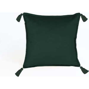 Tmavě zelený sametový polštář Velvet Atelier Borlas, 45 x 45 cm obraz