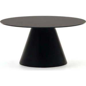 Černý kulatý konferenční stolek se skleněnou deskou ø 80 cm Wilshire – Kave Home obraz