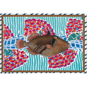 Tyrkysová koupelnová předložka 40x60 cm Tufted Fish – Really Nice Things obraz