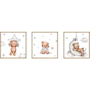 Dětské obrázky v sadě 3 ks 20x20 cm Teddy Bear obraz